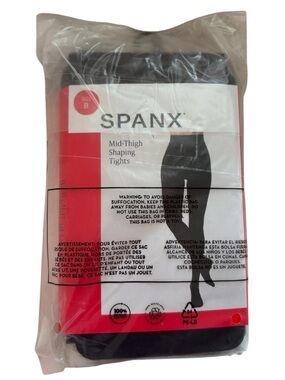 SPANX Very Black Mid-Thigh Shaping Tights Size B NEW NWT
